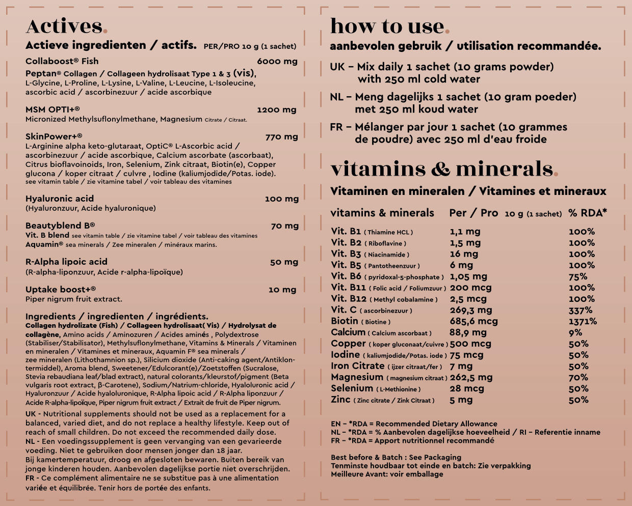 Marine (Poisson) Collagen Beauty Blend (3 mois, 90 sachets)]